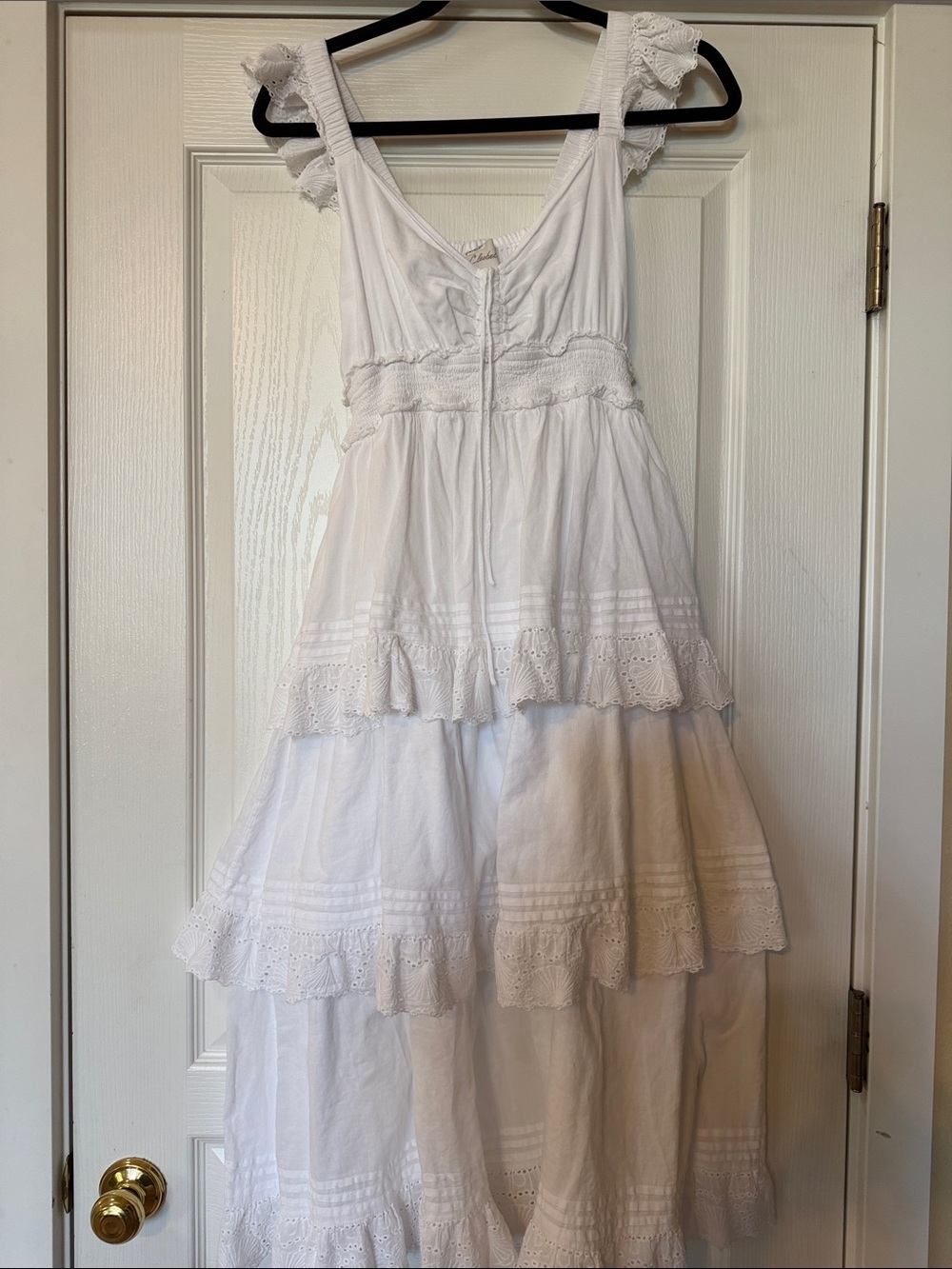 Cleobella White Tiered Eyelet Maxi Dress